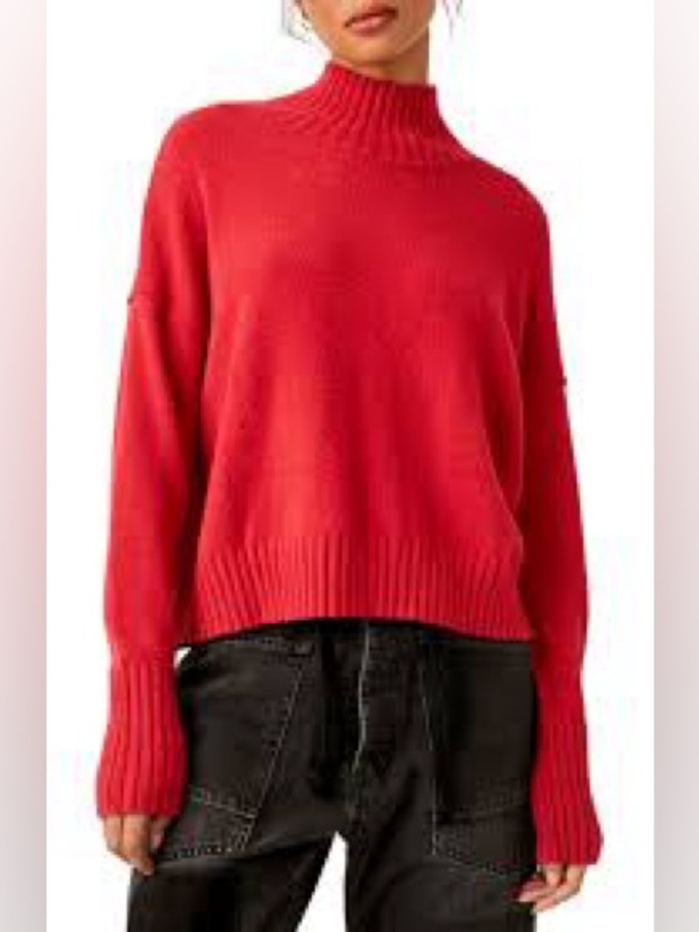Free People women’s XS Vancouver Red Mock Neck Sweater Ultra Soft Pullover